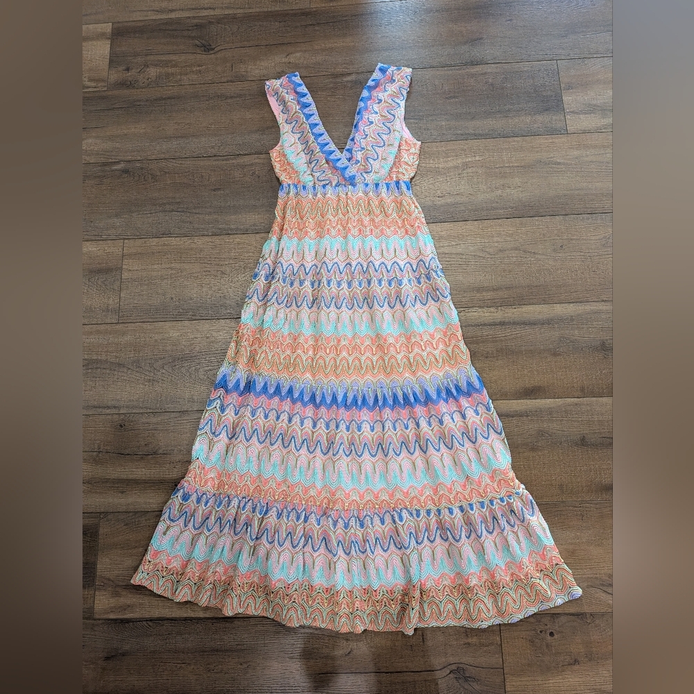 Colorful Zigzag Patterned Maxi Dress
